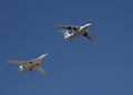 Simulation of refueling in the air of a Tu-160 aircraft from an IL-78 tanker during the Victory Day parade.